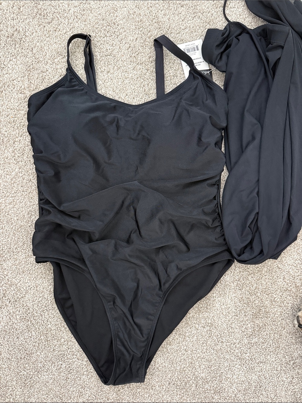 NWT Nicole Miller Studio 2-Piece Swimsuit Set One Piece & Mesh Pants Black